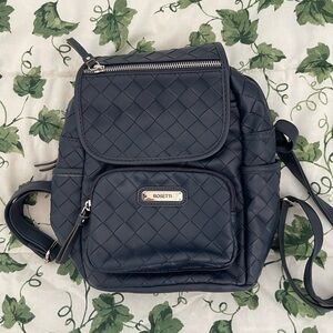 Rosetti Quilted Navy Faux-Leather Backpack